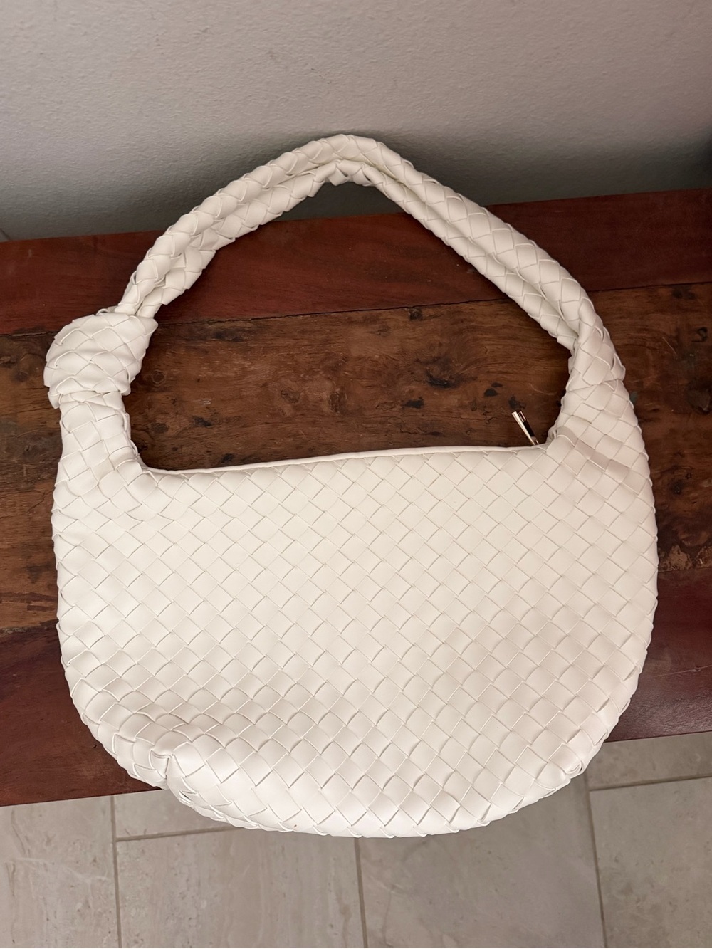 White Woven Knot Braided Shoulder Bag